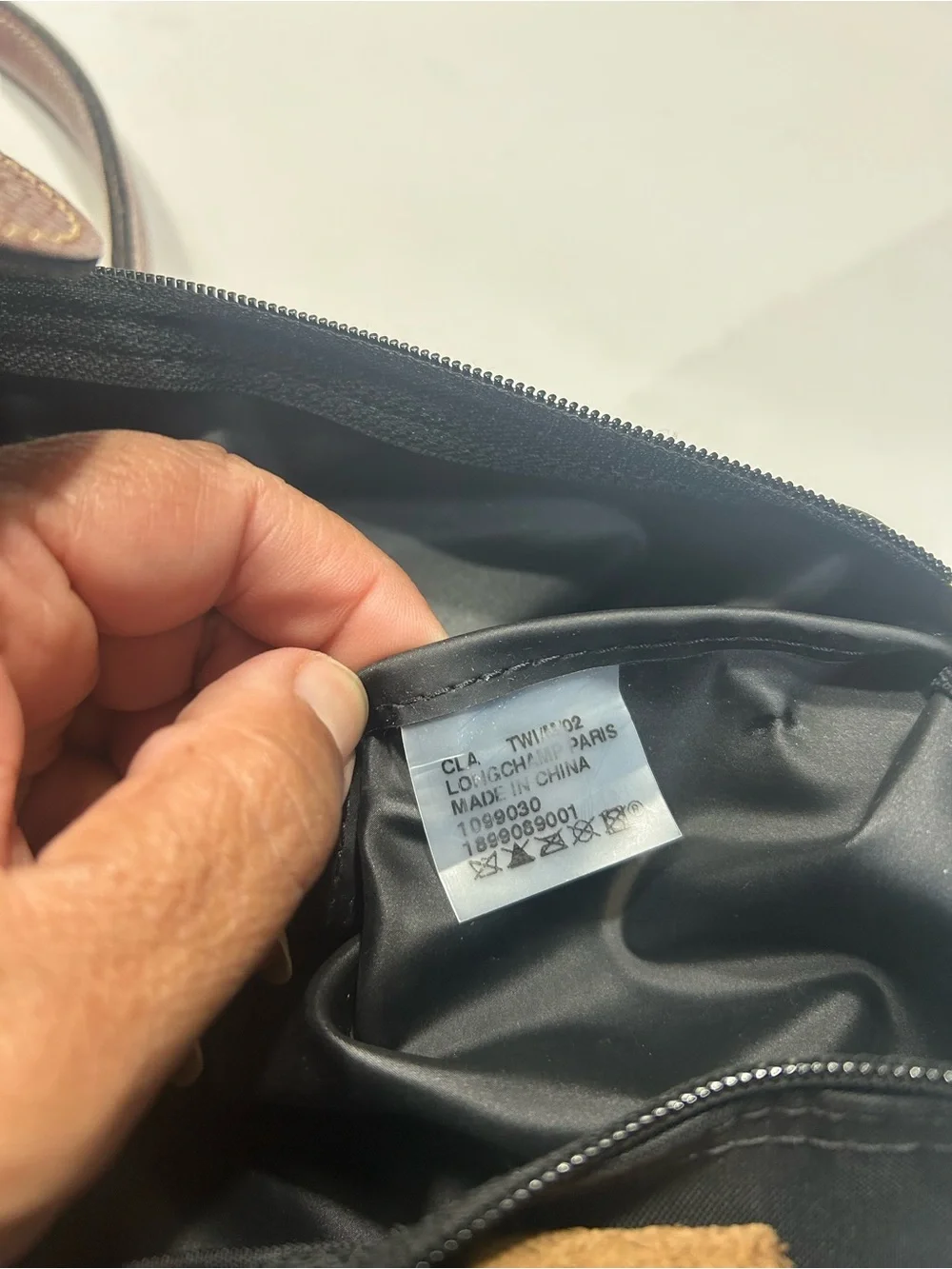 Longchamp Black Tote with Brown Trim and Handles